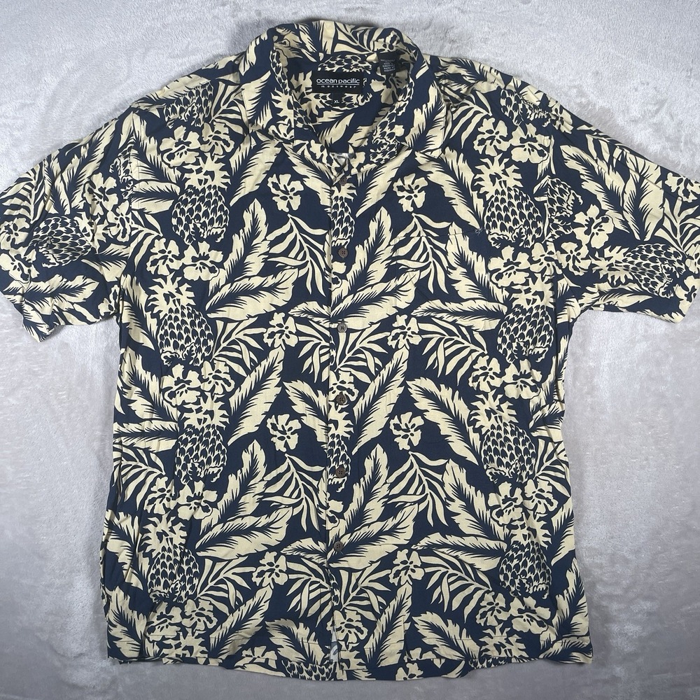 Ocean Pacific Men's Hawaiian Short Sleeve Button Up Shirt Size XL‎ 100% Rayon - Picture 2 of 9